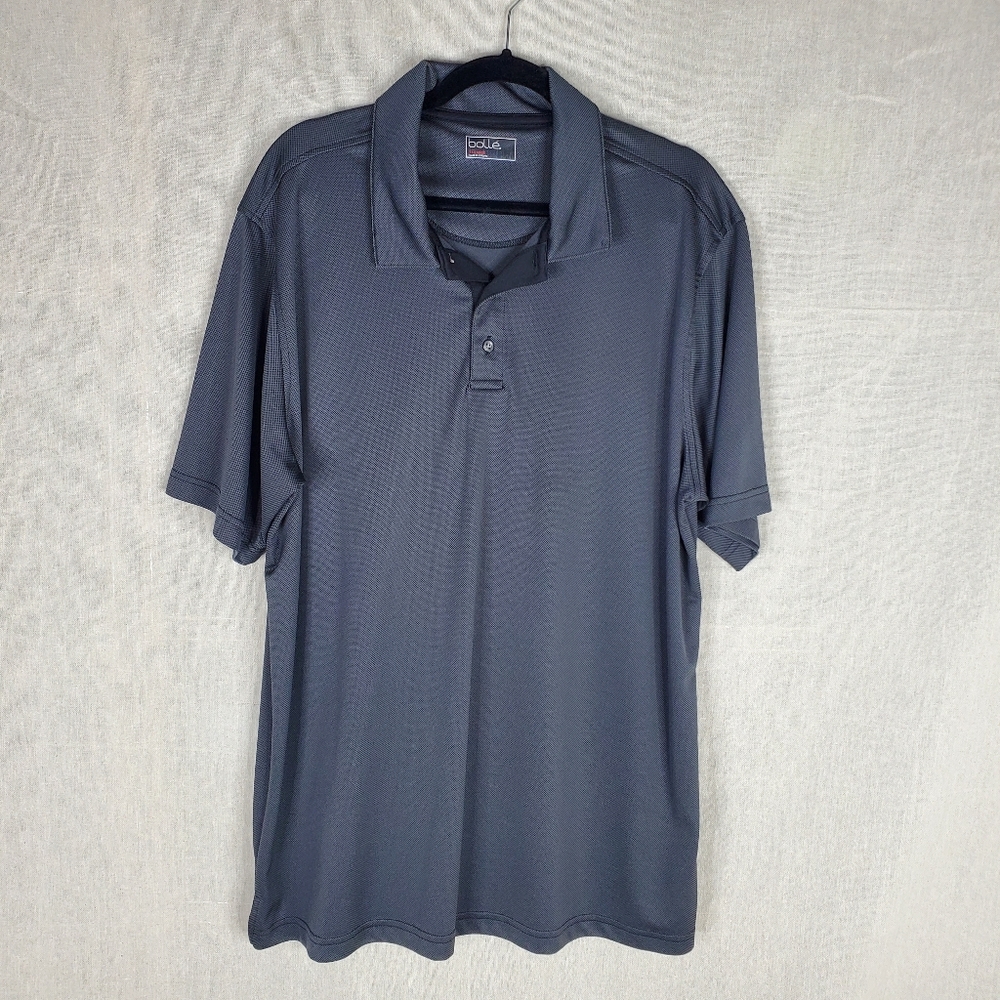 ♧ Bolle Mens Gray Micro Check Polo Shirt Size XXL